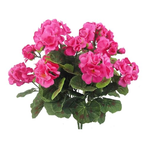 Kexpery - Juego de 2 flores de geranios artificiales de 32 cm, resistentes a los arbustos no tejidos, flores de geranio artificial, no requiere mantenimiento, cesta colgante para jardín, p