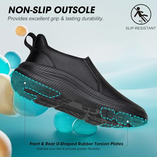 Image of ZOVE Wide Toe Box Shoes Women Wide Width Waterproof Leather Hands Free Nursing Sneakers Ultra Light Extra Wide Walking Sneakers Non-Slip Chef Diabetes Nurse Work Shoes