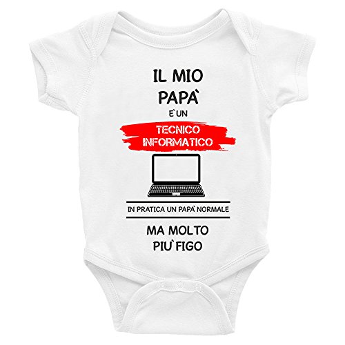 Puzzletee Body da Neonato Il Mio Papa' e' Un Tecnico informatico in Pratica Un Papa' Normale ma Molto più Figo - Festa del Papa' - Mestieri- Humor - Taglia 0-6 Mesi