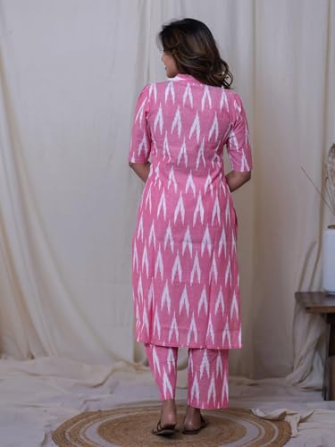 Image of GoSriKi Women's Cotton Ikat Print Kurta Set | Soft Fabric | Stylish Ethnic Suit