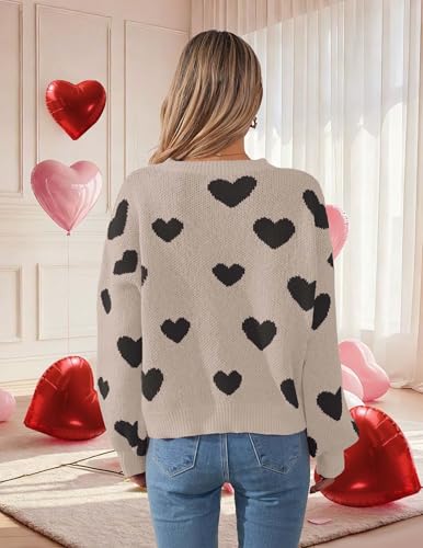 Image of Libsorge Womens Valentine Heart Sweater 2026 Valentines Day Trendy Cute Oversized Long Sleeve Pullover Sweaters