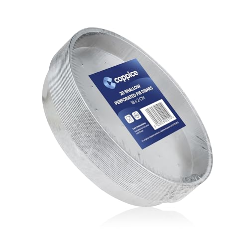 Coppice Moules à Tarte Aluminium Perforés Peu Profonds 18x2 cm - Lot de 20 | Barquettes Jetables pour Cuisson Rôtissage Service Four Micro-ondes...
