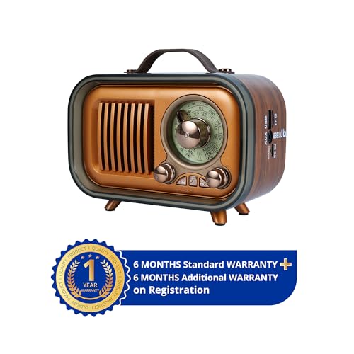 Image of IBELL Rhythm 750 Retro Bluetooth Speaker with 3 Band AM /FM /SW Radio, AUX Input, USB & TF Card Slot, Telescopic Antenna, Dynamic Light, Portable Wireless Music System, DC 5V Power (Wood Finish)
