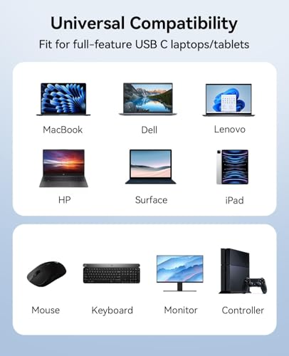 Image of 4URPC Laptop Docking Station Stand 4K@60Hz for MacBook Pro /Air M3 /M4, Dell /HP /Surface /Lenovo /Chromebook, Laptop USB Hub Stand with HDMI, 3 USB, Ethernet, PD 3.0, Adjustable Dock with 360 Rotate Base