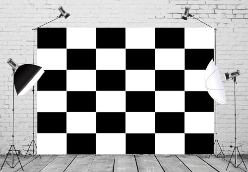 Fondo de Tela BELECO 9x6 ft Cuadriculado Blanco y Negro miniatura 1