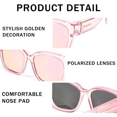 Image of SIPHEW Mirrored Sunglasses Polarized Fit Over Glasses for Women - Trendy Large Square w UV400 Protection Sun Glasses