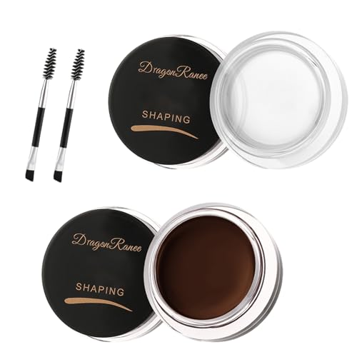 2 PCS Crema para Cejas, Pomada para Cejas Transparente y Marrón Oscuro, Gel Moldeador de Cejas con 2 Cepillos, Gel para dar Forma a las Cejas, Gel de Relleno para Cejas, Cera para Peinar Cejas
