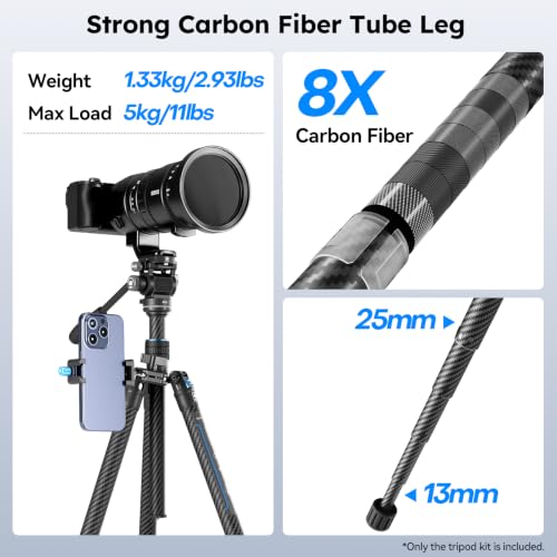 Image of SIRUI 61 inch /155cm Carbon Fiber Camera Tripod with Fluid Head