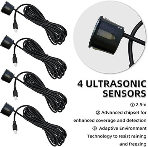 Image of Car Reverse Backup Parking Sensor Radar System kit The LED Display with 3 Colors can Both Shows Distance Data and warn You with beep Sound Adjustable Volume Compact and Easy to Install