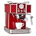 KLARSTEIN Gusto Classico - Macchina per Caffè Espresso Macinato, Macchina con Filtro, 1350 W, 20 Bar, Serbatoio Acqua: 1,5 L, Macchina Caffè Cialde, Raccogligocce in Acciaio, Rosso
