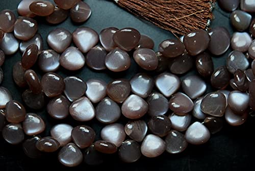 Pierre de lune chocolat perles coeurs lisses st cut 10-13mm pour création bijoux