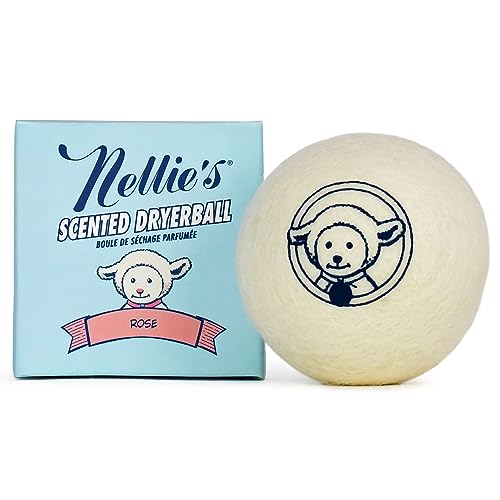 Nellies Scented Wool Dryerball - Rose Scented - Made with 100% Pure New Zealand Wool and Lasts Approximately 50 Drying Loads - Silent in Your Dryer!