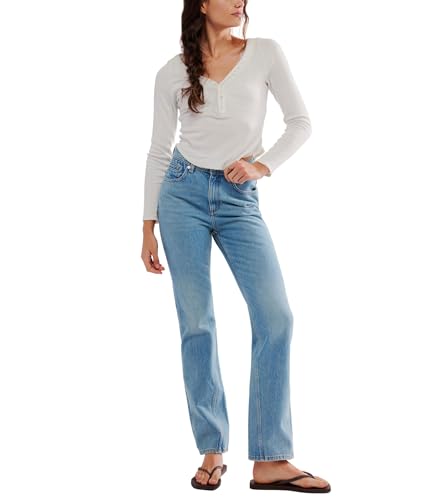 Free People, Womens, Xena Slim Straight, Union Blue, 30