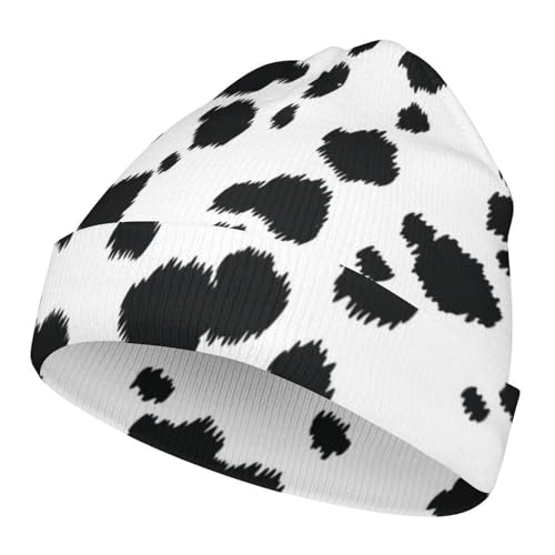 Dalmatian Print Pattern Kids Beanie Hat for for Girls Boys Children Cap Winter Knitted Chemo Cancer Headwear Accessories Gifts Decoration Black