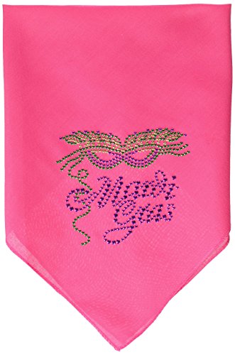 Pet and Dog Bandana, Rhinestone, 'Mardi Gras' Bright Pink Small