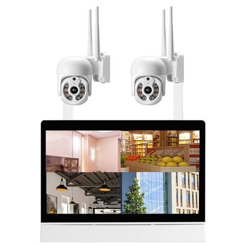 Kits de vigilancia DVR, de cámara IP PTZ con , Monitor de pantalla LCD de 7 ', Kit NVR, seguimiento automático humano AI, cámara de vigilancia CCTV inalámbrica , Cámara de CCTV(NVR and 2Cameras)