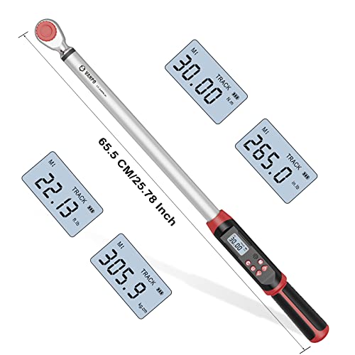 VANPO Digital Torque Wrench 1/2-Inch Drive 12.5-250.8 ft-lbs./17-340Nm, Electronic Torque Wrench with Buzzer & LED Indicator, Accurate to ±2%,Torque Wrench Set for Bike Moto Car by VANPO - Image 3