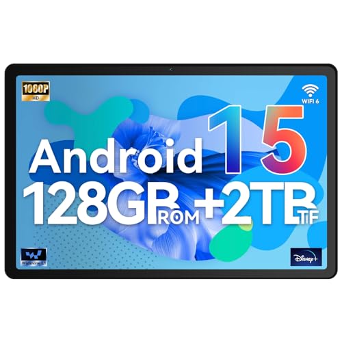 Whitedeer Android 15 Tablet 10 Zoll, Tablet mit 30GB RAM+128GB ROM, Octa Core, Widevine L1, Wi-Fi 6G/BT 5.3, 6200mAh, Computermodus unterstützt - Grau