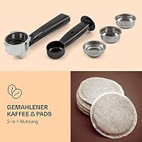 Klarstein Pausa Espressomaker, Siebträger mit 1350 Watt, Espressomaschine 20 Bar Druck, Espresso Siebträger mit Wassertank: 1,4 Liter Edelstahl,rot – Ansicht 3