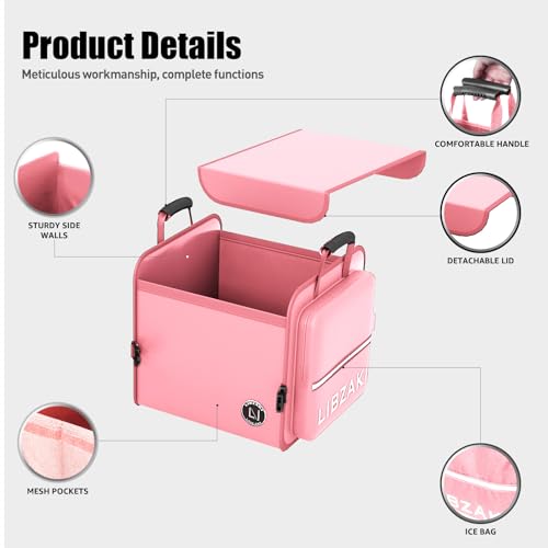 Image of LIBZAKI Car Trunk Storage Organizer, Collapsible Trunk Storage Box for Car Truck SUV-Pink