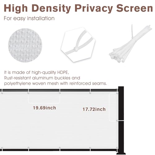 SUNNY GUARD 3FTx10FT White Balcony Privacy Screen Fence, Apartments Railing, Heavy Duty Wind Screen for Outdoor,Deck,Backyard,Patio Privacy（We Make Custom Sizes） by SUNNY GUARD - Image 6