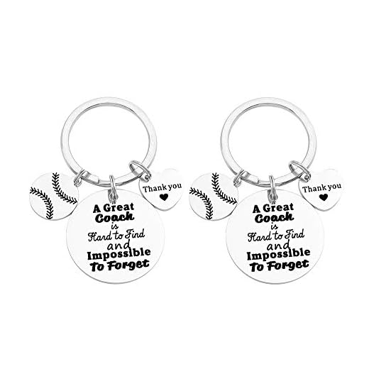 FY 2 Pcs Softball Coach Keychain Great Coach is Hard to Find and Impossible to Forget Keychain Gift for Softball Baseball Coach Baseball coach gifts
