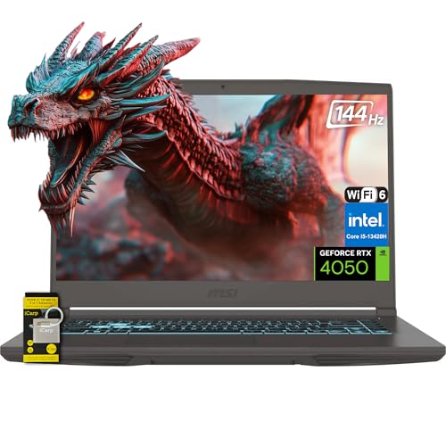 Image of msi Thin 15.6 inch FHD 144Hz IPS Gaming Laptop, 13th Gen Intel Core i5-13420H, NVIDIA GeForce RTX 4050, 16GB RAM, 512GB SSD, WiFi 6, Backlit Keyboard, Cooler Boost, Win 11 w /ICP Hub
