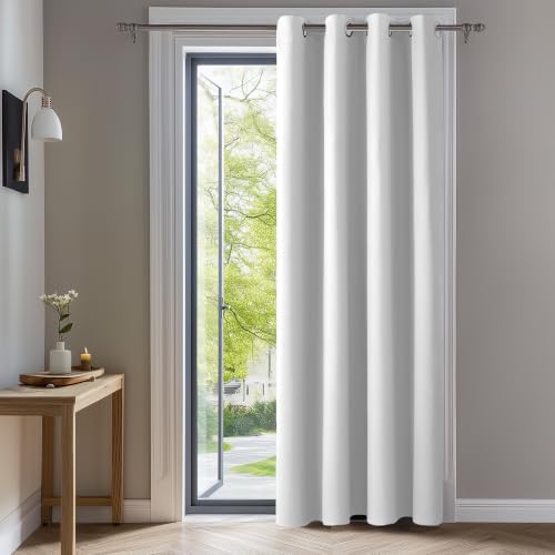 Image of Deconovo Room Darkening Insulated Thermal Grommet Window Blackout Curtain Panel for Kids Room 52x84-Inch Greyish White