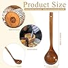 Wooden Ladle, 11" Long Handle Soup Ladle Spoon Large Kitchen Wooden Scoop Deep Teak Wood Spoon Utensil for Cooking Serving Cookware, Sustainable Natural Texture #2