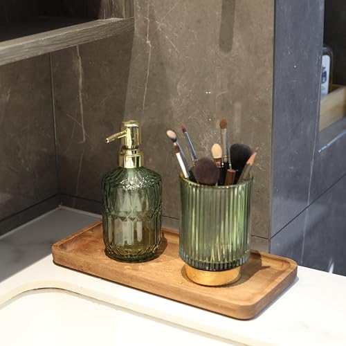 Image of XIMISISE Bathroom Rectangular Vanity Tray, Bathroom Tray for Counter, Toilet Tank Tray, Wood Bathroom Tray for Organizing and Home Decor (9.8 x 5.1 x 0.8 inch)