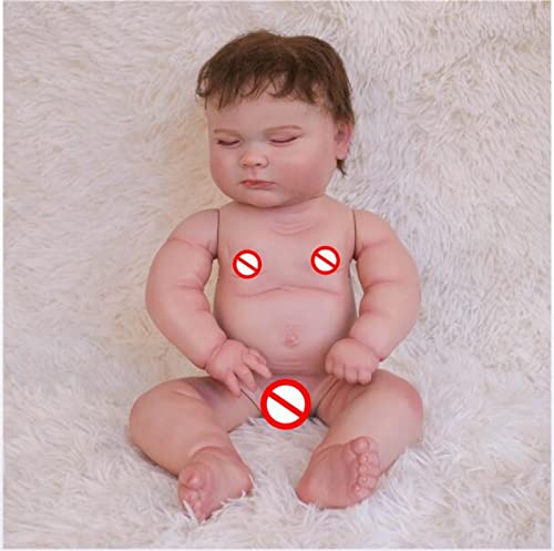 HOMONEY Reborn Puppe 20 Zoll Mollig Reborn Baby Ganzkörper Silikon Junge Schlafende Puppe Verwurzeltes Haar 100% Handbemalte Puppe Mit Mehreren Farben – Bild 7