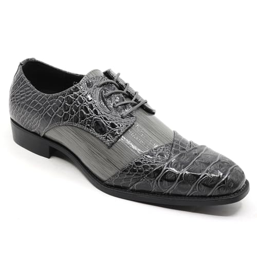 Image of Metrocharm Men's Formal Fashion Tuxedo Wedding Lace Up Cap Toe Dress Shoe croco-04