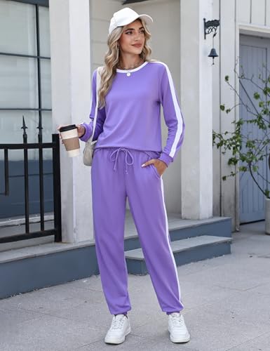 Image of Marvmys Women Long Sleeve Tracksuits Fashion 2 Piece Lounge Set Travel Outfits Jogger Set