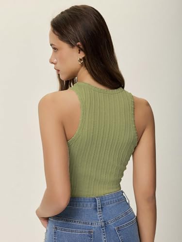 Image of Zilcon Women's High Neck Tank Top Sleeveless Summer Crop Tops for Women Smoke Cloud Pro Collection Knit Ribbed Basic Tops