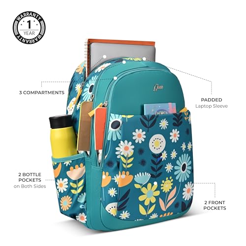 Image of Gear Poppy 17 inch /20L Medium Water Resistant School Bag /Casual Backpack /Daypack /Laptop Bag for Boys /Girls (Green - Blue)