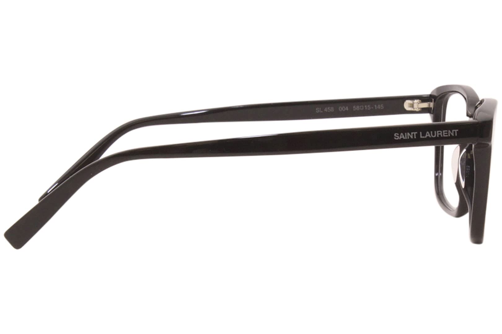SAINT LAURENT SL-458 004 Occhiali da vista da uomo nero/argento bordo pieno quadrato 58 mm, nero/trasparente/nero, lente-58 Bridge-15 B-41.3 ED-63 Temple-145, nero, trasparente, nero, Lens-58