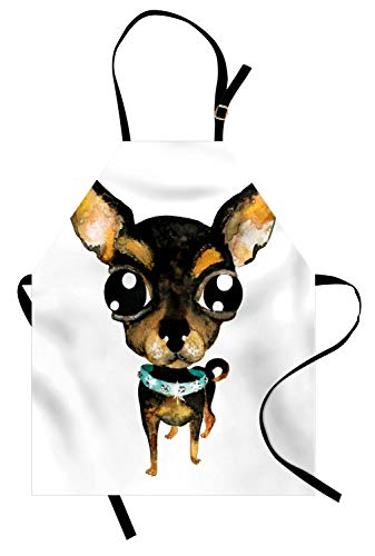 ABAKUHAUS Chihuahua Kochschürze, Gem Collar Big Eyed Dog, Schmutz Fett abweichend waschbar Farbfester Digitaldruck, Mehrfarbig