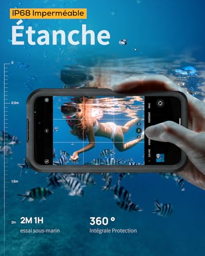 Coque iPhone 16 étanche noire haute résistance antichoc intégrale - 4