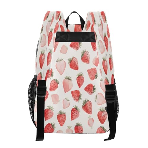 Cute Watercolor Strawberry Clear Backpack - Stadium Approved Large 15.7-inch Waterproof Transparent Bag for Sports, Concerts, Work, Travel#973