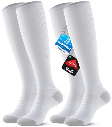 Benirap Compression Socks for Women and Men, 15-20 mmHg Circulation Support | Knee High, Breathable, Lightweight, Best for Flying, Travel, Running, Cycling, Nurses, Pregnancy, Daily Wear, 2 Pairs - image 1