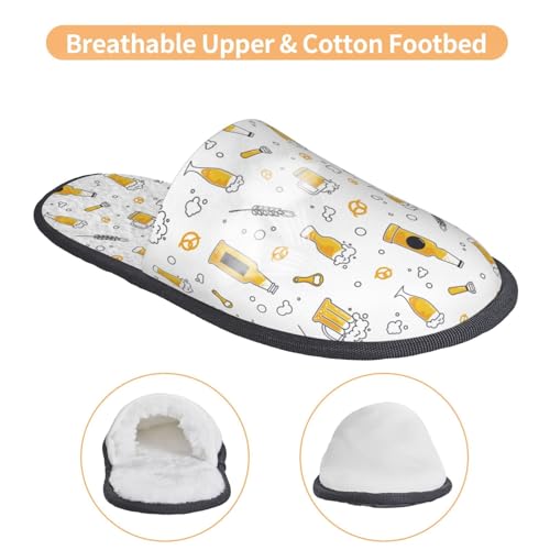 Beer Print Women Slippers Home Furry Shoes Keep Men Couples Shoes Warm For Women-Medium4