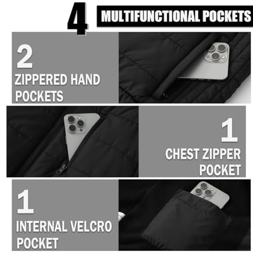 Image of Msmsse Men's Outerwear Vests Winter Quilted Padded Vest Gilet Stand Collar Warm Puffer Vest