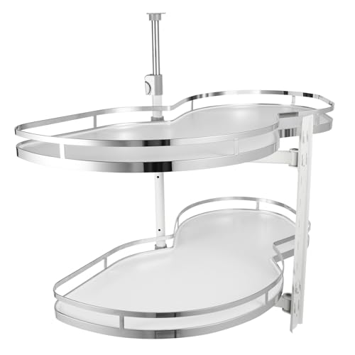 Carrusel de esquina de cocina con apertura derecha, cada bandeja, capacidad de carga máxima de 15 kg, estantería doble de carrusel, altura ajustable, 60 – 81 cm, armario de esquina extensible carrusel