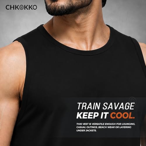 Image of CHKOKKO Sleeveless T Shirts Gym Vest for Men Workout Solid Premium Cotton Blend Tank Top for Man Running Vest Sando Gym Wear Lightweight Breathable Casual Summer Wear Boys