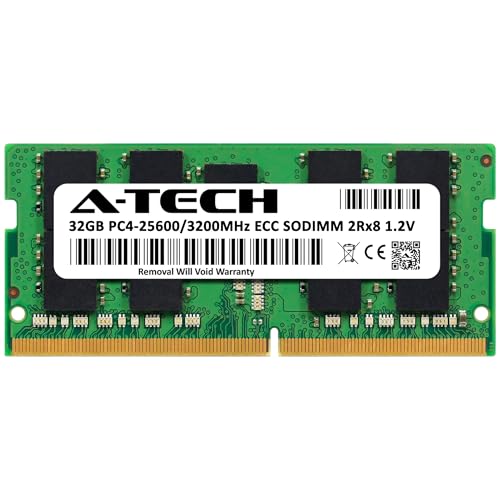 Image of A-Tech 32GB DDR4 3200MHz PC4-25600 ECC SODIMM 2Rx8 Dual Rank 1.2V 260-Pin RAM Memory Upgrade Module for Microserver, Workstation, and Networking Platforms