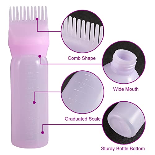 Abnaok Root Comb Applicator Bottle, 6 Ounce Applicator Bottle For Hair Dye Bottle Applicator Brush With Graduated Scale- 4 Pack #TOP2