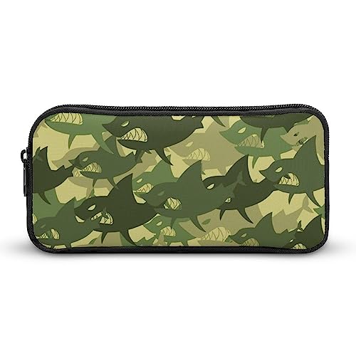 Astuccio per penne e matite motivo mimetico con squalo ad alta capacità per articoli di cancelleria trucchi cosmetici organizer per uomini Stile: 22x12x5cm MHXYZHW