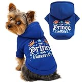 ABRRLO Small Dog Hoodie Clothes Cute Blue Prince Fleece Dog Sweater for Small Dogs Cat Boy Warm Puppy Sweatshirt with Leash D Ring Fall Winter XS Tiny Pet Doggy Outfit Chihuahua Yorkie Shihtzu(Blue,M)