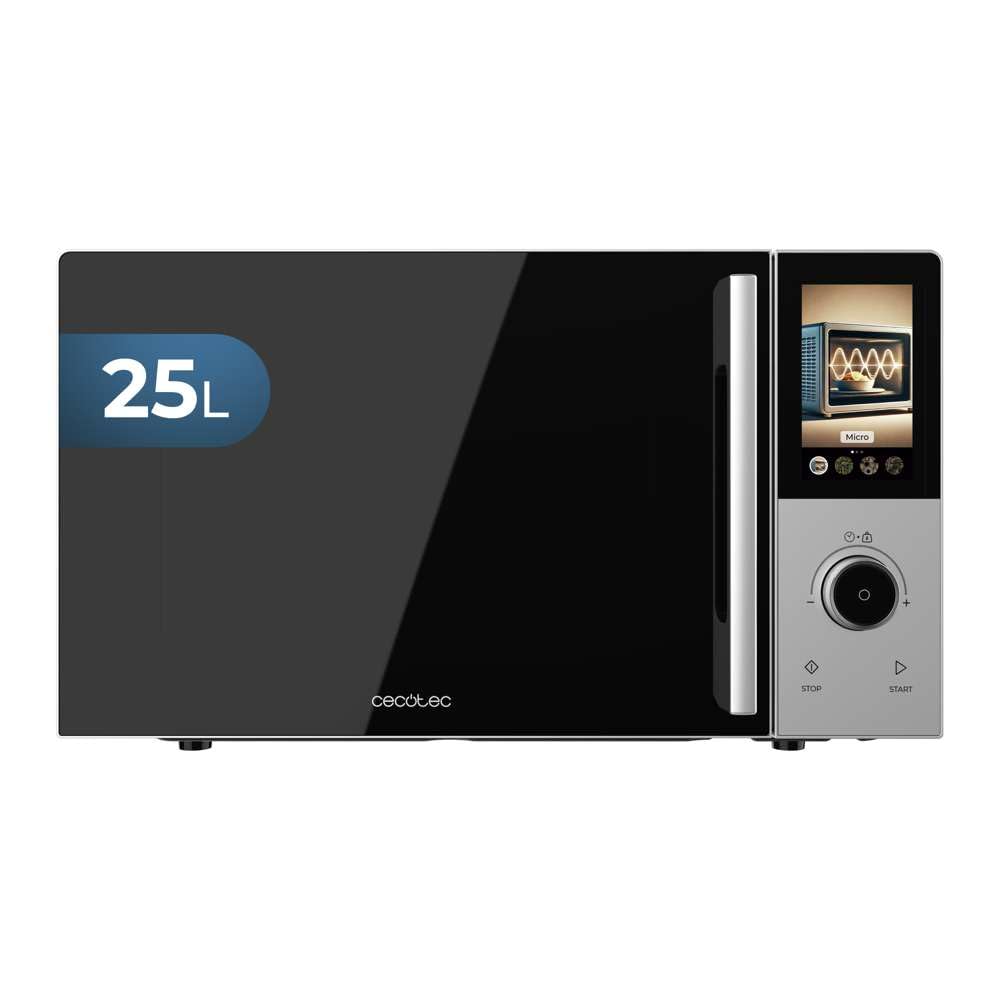 Cecotec Microondas Digital Táctil con Grill 25L Convection 2500 Touch. 900W, Grill 1200W, Control Táctil, Convección 2200 W, 8 Programas, Temporizador 60min, Plato Giratorio 315 mm, Seguro