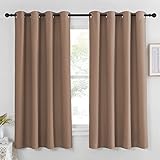 NICETOWN Blackout Curtains 63 inches Length - (Cappuccino Color) Thermal Insulated Room Darkening Drape for Villa/Apartment/Rental Room, 52 inches Wide by 63 inches Long, 1 Piece